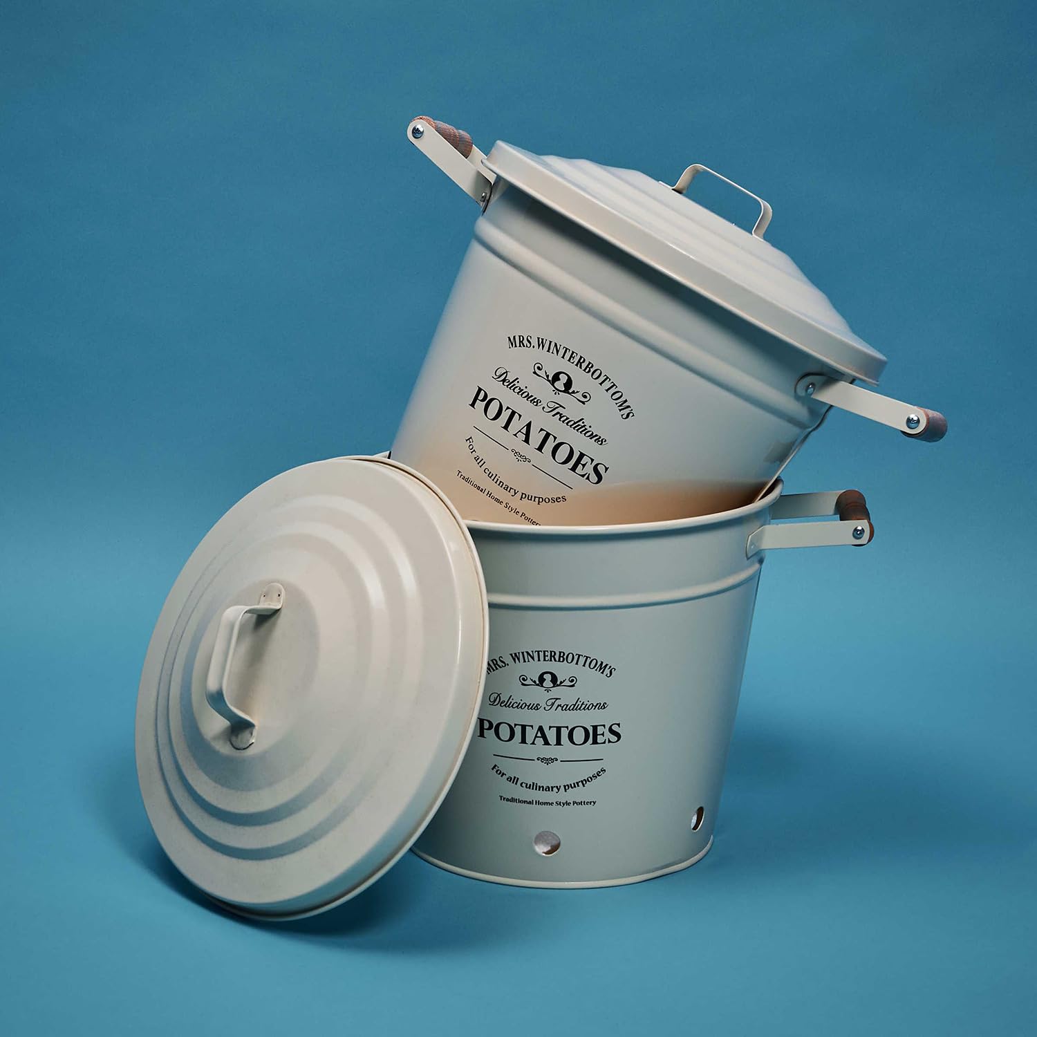 Butlers Zinc potato pail in English design, cream, Mrs