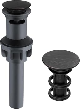 Universal Bathroom Sink Drain Stopper with Overflow, Pop Up, Oil Rubbed