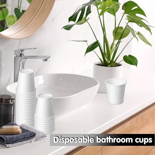 Miniatura 4 de Paquete de 100 vasos de papel desechables de 3 onzas, para enjuague bucal de baño, tazas desechables de espresso para baño, aperitivos, expreso,