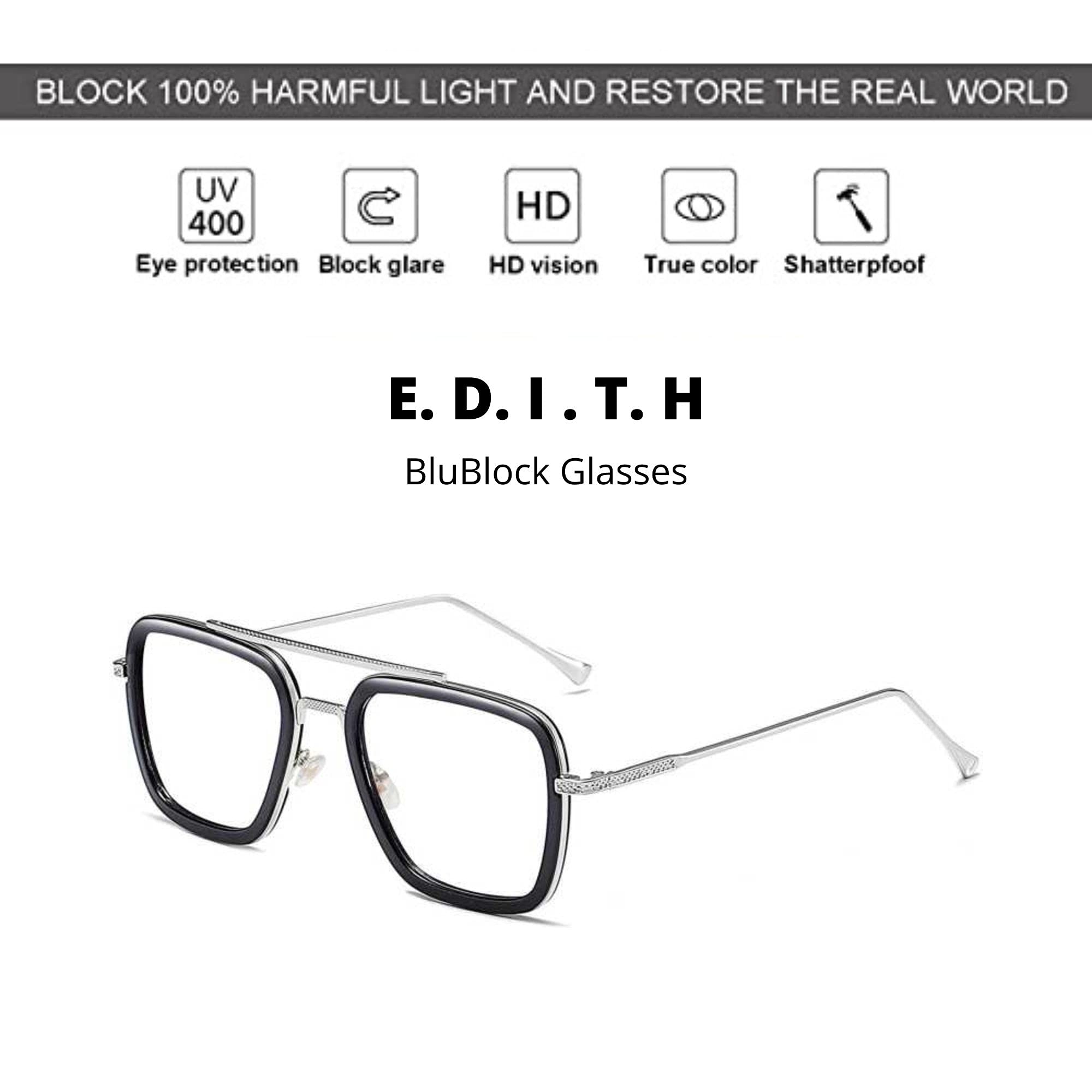 4Flaunt BluBlock Series Blue Light Blocking Zero Power Anti Glare Eyeglasses | Reduce Eye Strain, Dry Eyes, Headaches and Blurry Vision | Computer/Gaming/TV/Phones Specs For Men & Women (Silver) 2