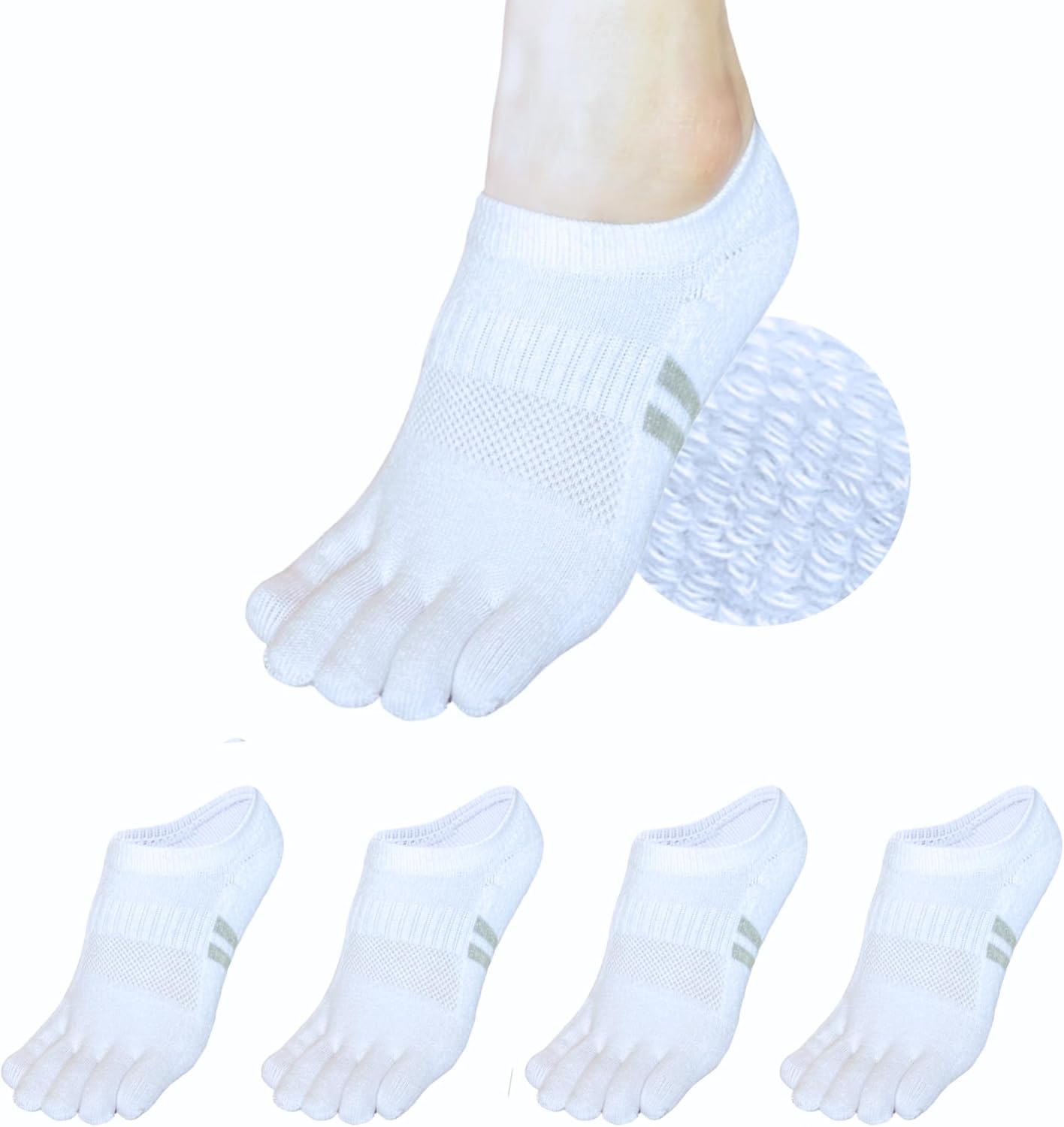 Product image of soxsense Cushion No Show Toe Socks For Women Five Finger Socks Low Cut Athletic Running Socks 4 Pairs