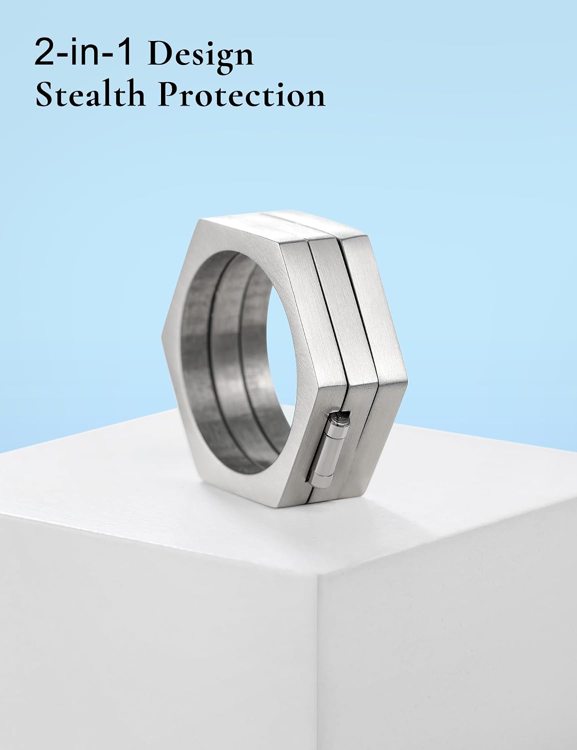 King Will Stainless Steel Men Ring, Hexagon Ring Foldable Mechanical Band