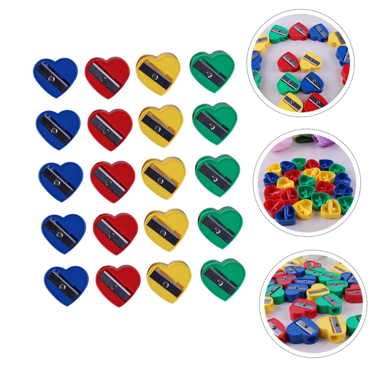 DOITOOL 60Pcs Heart Pencil Sharpener Versatile Eyebrow Eyeliner Lip Pencil Sharpeners for School Office Home Use Construction Easy to Carry