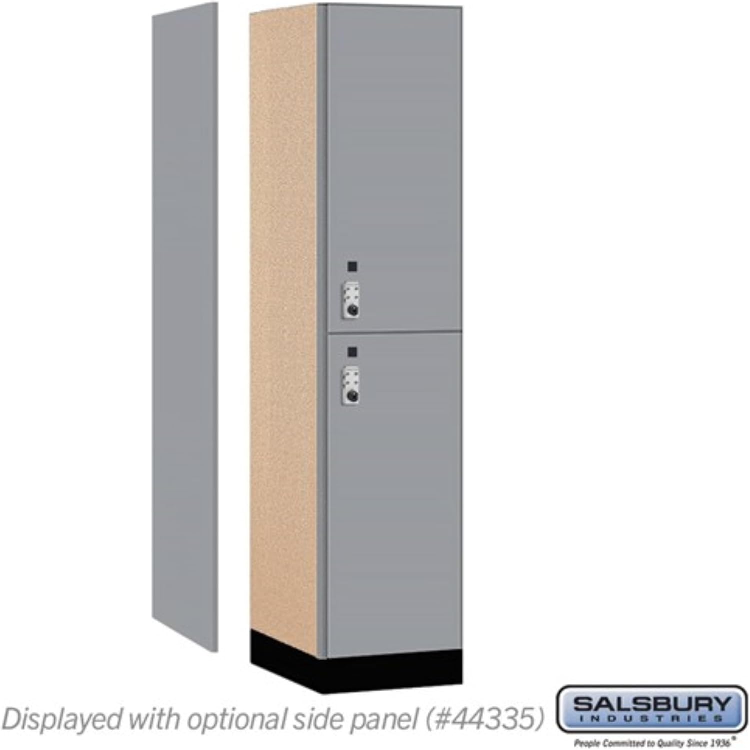 Salsbury 18" Wide Premier Wood Locker-Double Tier-1 Wide-6 Feet High-21 Deep-Winter Fog-Silver Resettable Combination Locks
