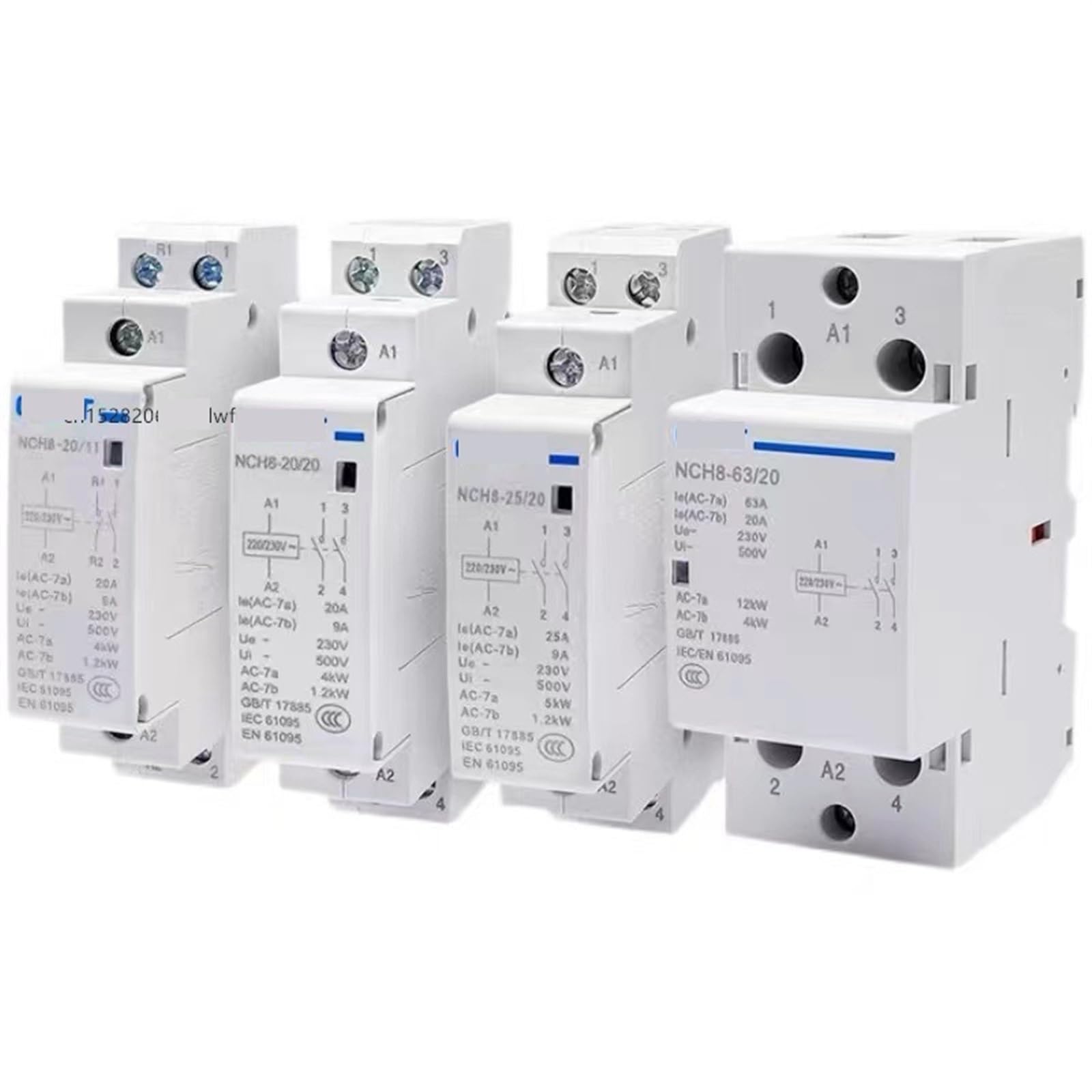 NCH8-20A 25A 40A 63A Modular AC hogar Mini Contactor 220V 230V 400V 1NO 1NC 2NO 2NC 4NO NCH8 2 4 fases 1 Uds (Color : NCH8-40A, Size : 4NO)