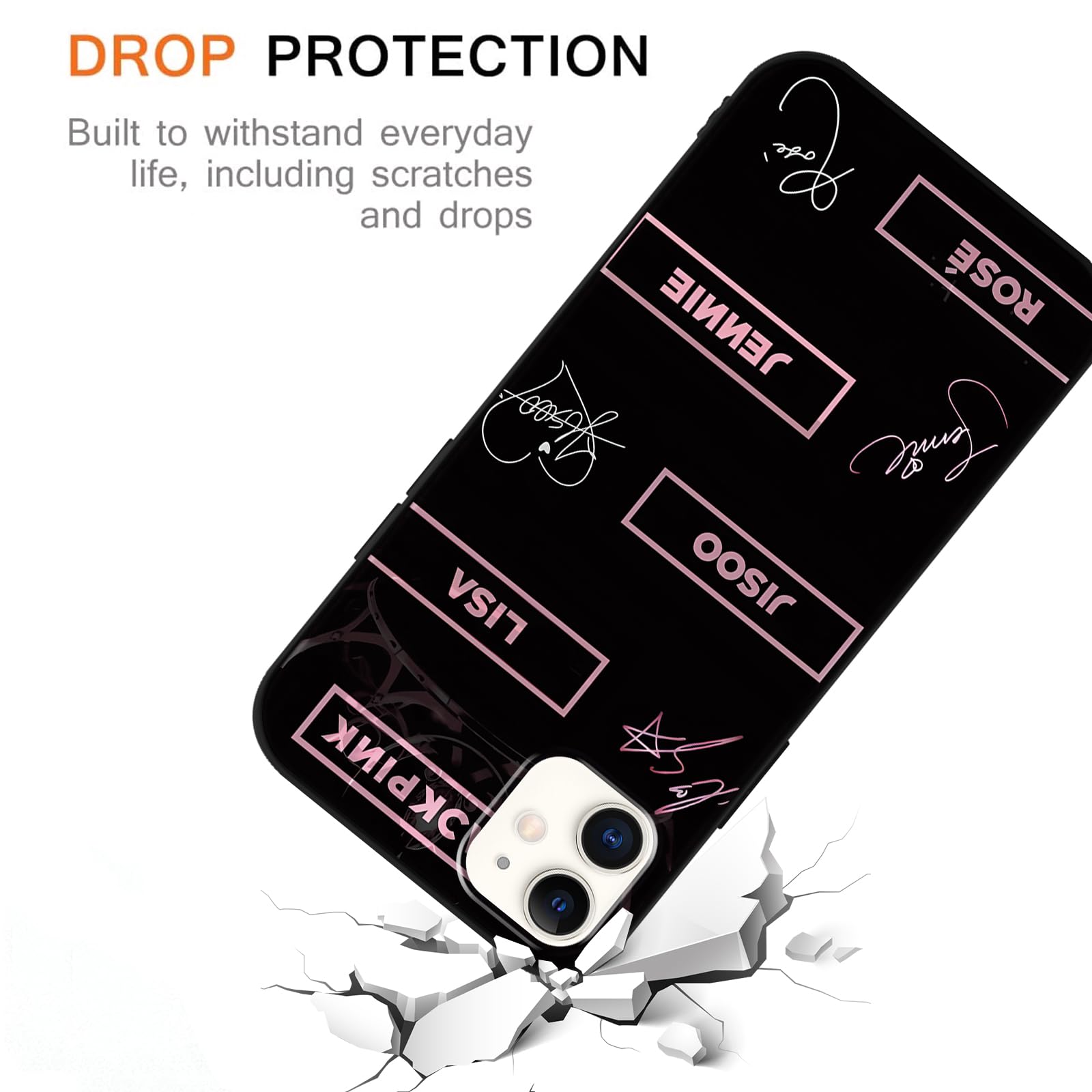 2 Confezioni Blackpick Character Custodia per Apple iPhone 13/iPhone 14 6.1 pollici, KPOP Gruppo di Idoli Jisoo Lisa Rose Jenny Motivo Estetica Antiurto Protezione Della Lente Case TPU Silicone Cover