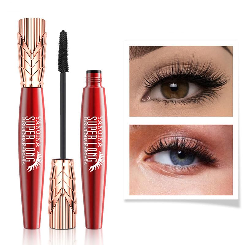 Miniatura 5 de Máscara de pestañas súper larga, 4D, impermeable, súper larga, lujosa, larga, rizada, maquillaje, alargamiento, rímel voluminizadora (paquete de 2)