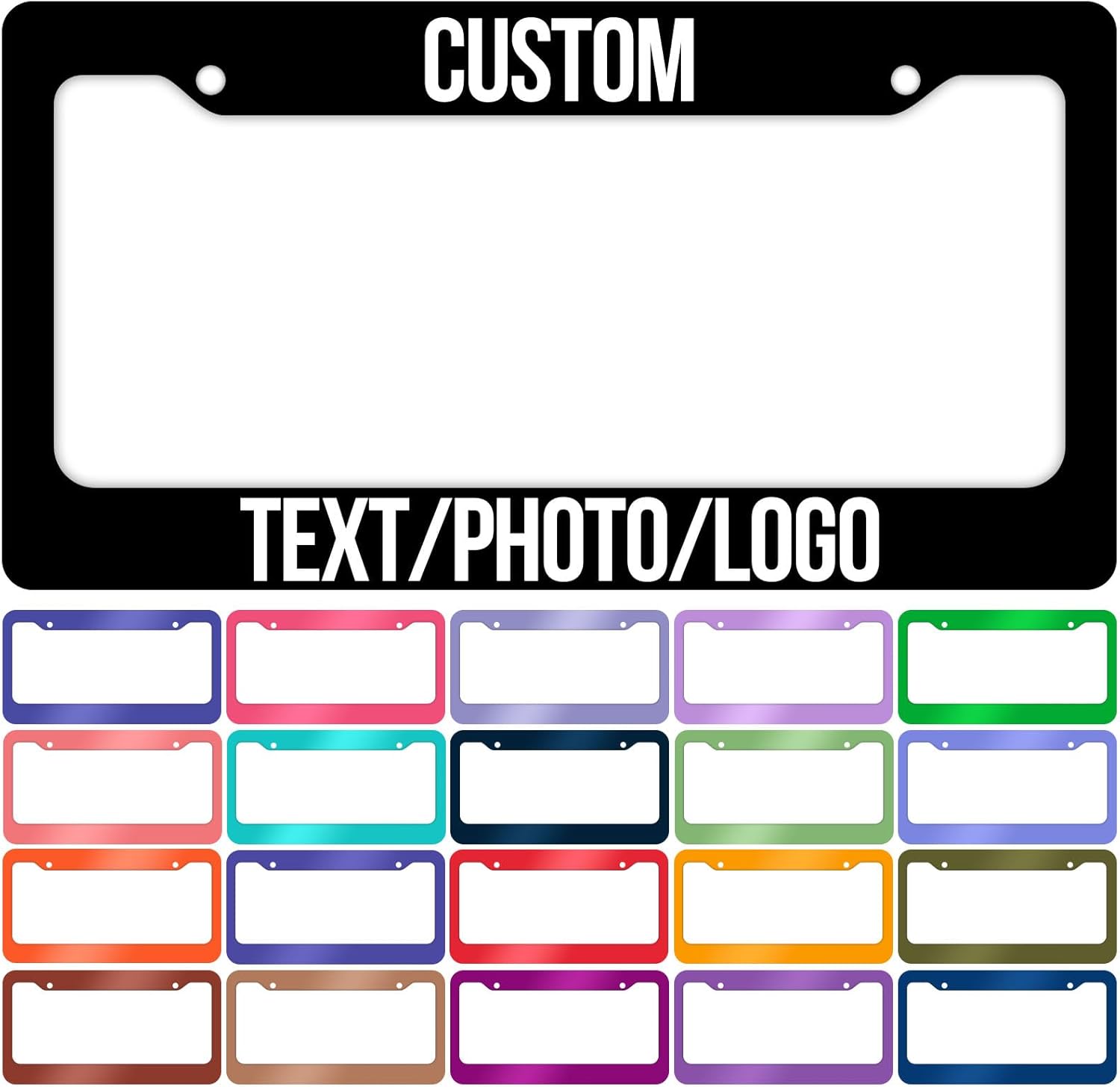 Custom License Plate Frame – Personalized License Plate Holder with Photo & Text – Rust-Proof Aluminum Car Tag Cover for Front/Rear, Car Accessory for Men & Women, 12"x6" (2 Holes) - Amazon product rated Grade C