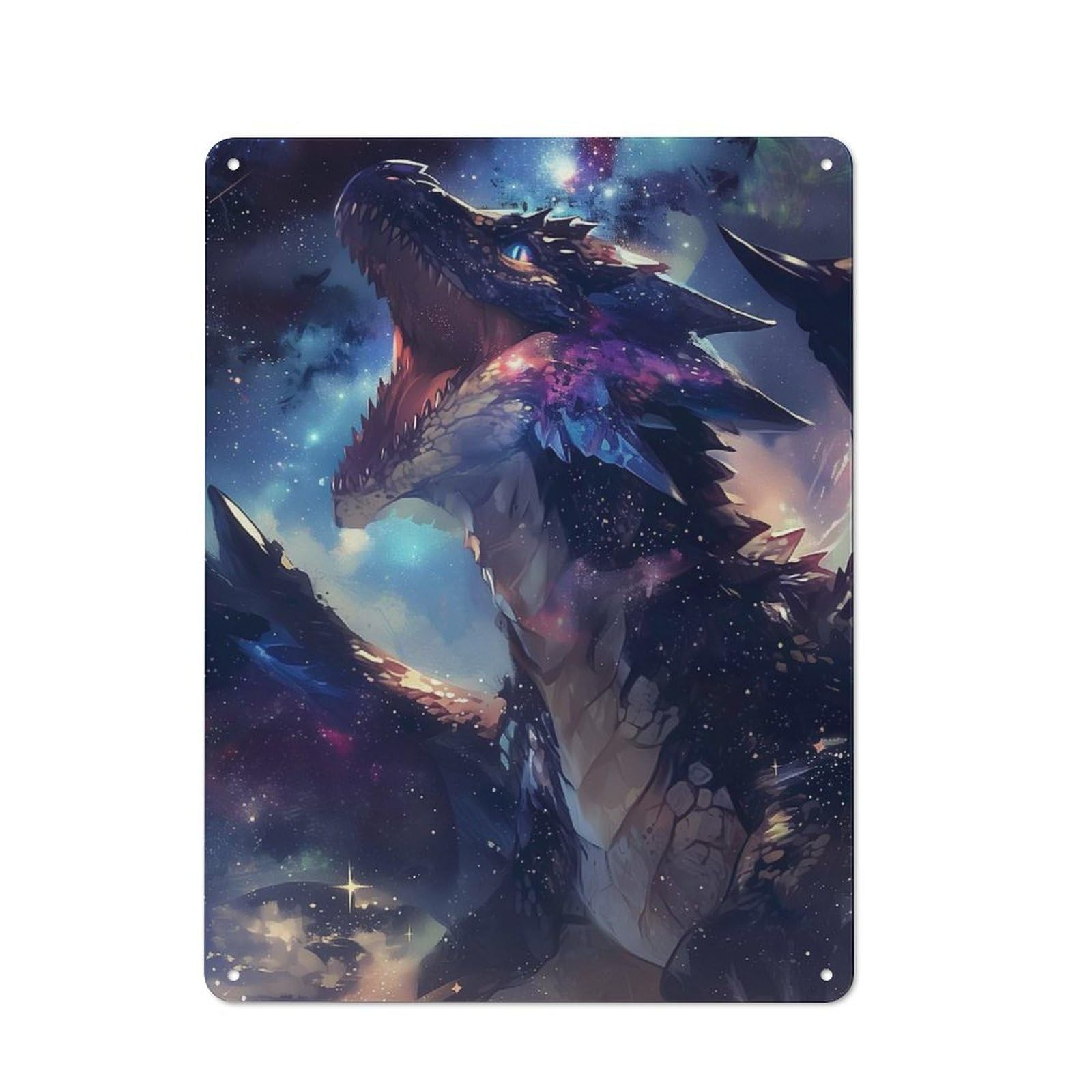 Junmoney Screaming Galaxy Dragon Retro Tin Sign 40X30cm For Garage Or Workshop, For Furnishing A New Garage And Workshop With Retro Decor