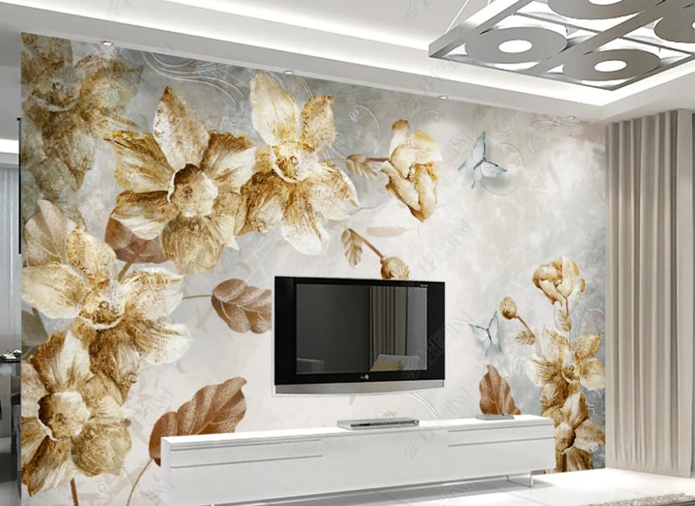 Poster géant mural vintage fleur intissé pour créer un salon chaleureux