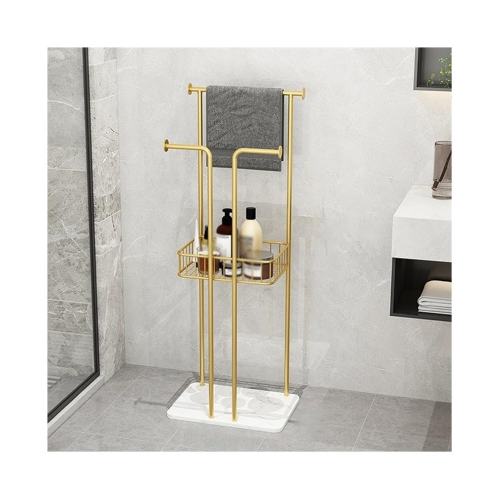 towel rail Modern Bathroom Towel Rack Floor Simple Marble Hotel High-end(Gold)