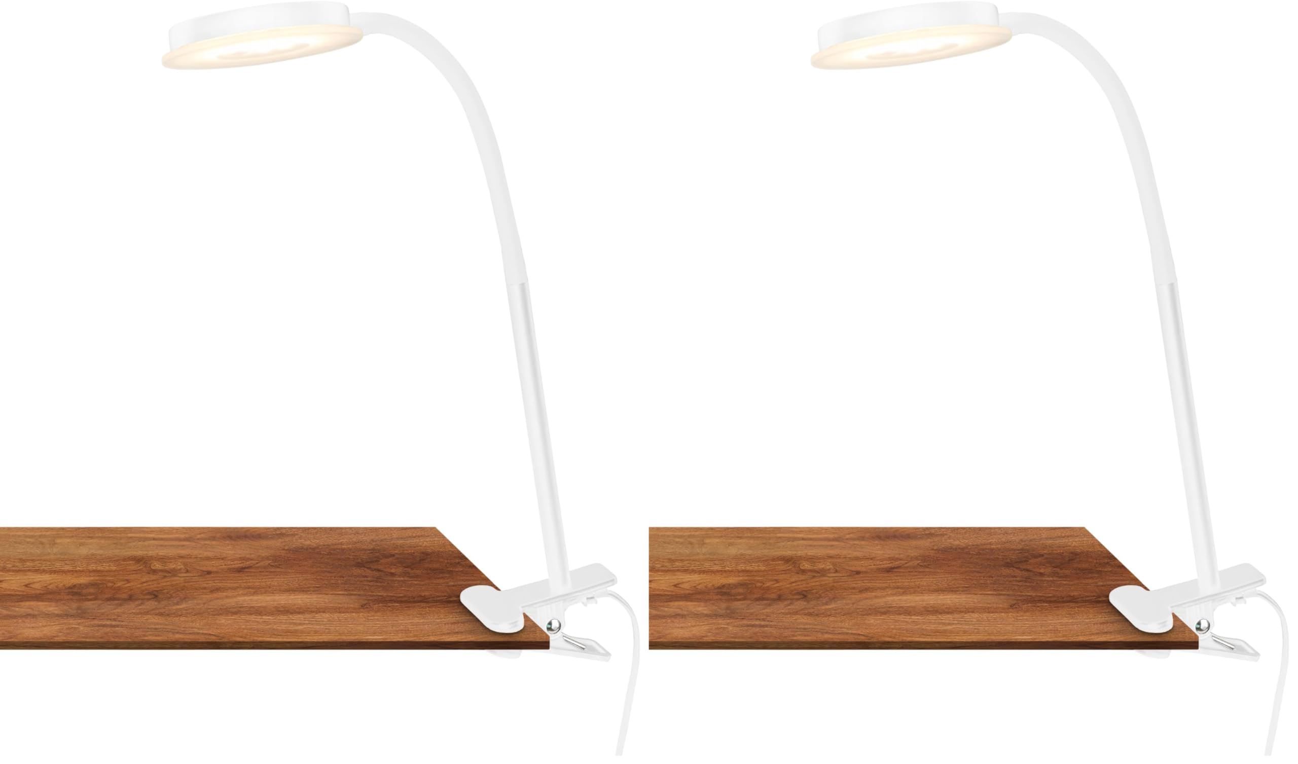 Briloner - Lampada a pinza con interruttore a cavo, luce bianca calda, orientabile, da lettura, morsetto, scrivania, comodino, 26 x 10,5 x 37 cm, bianco (Confezione da 2)
