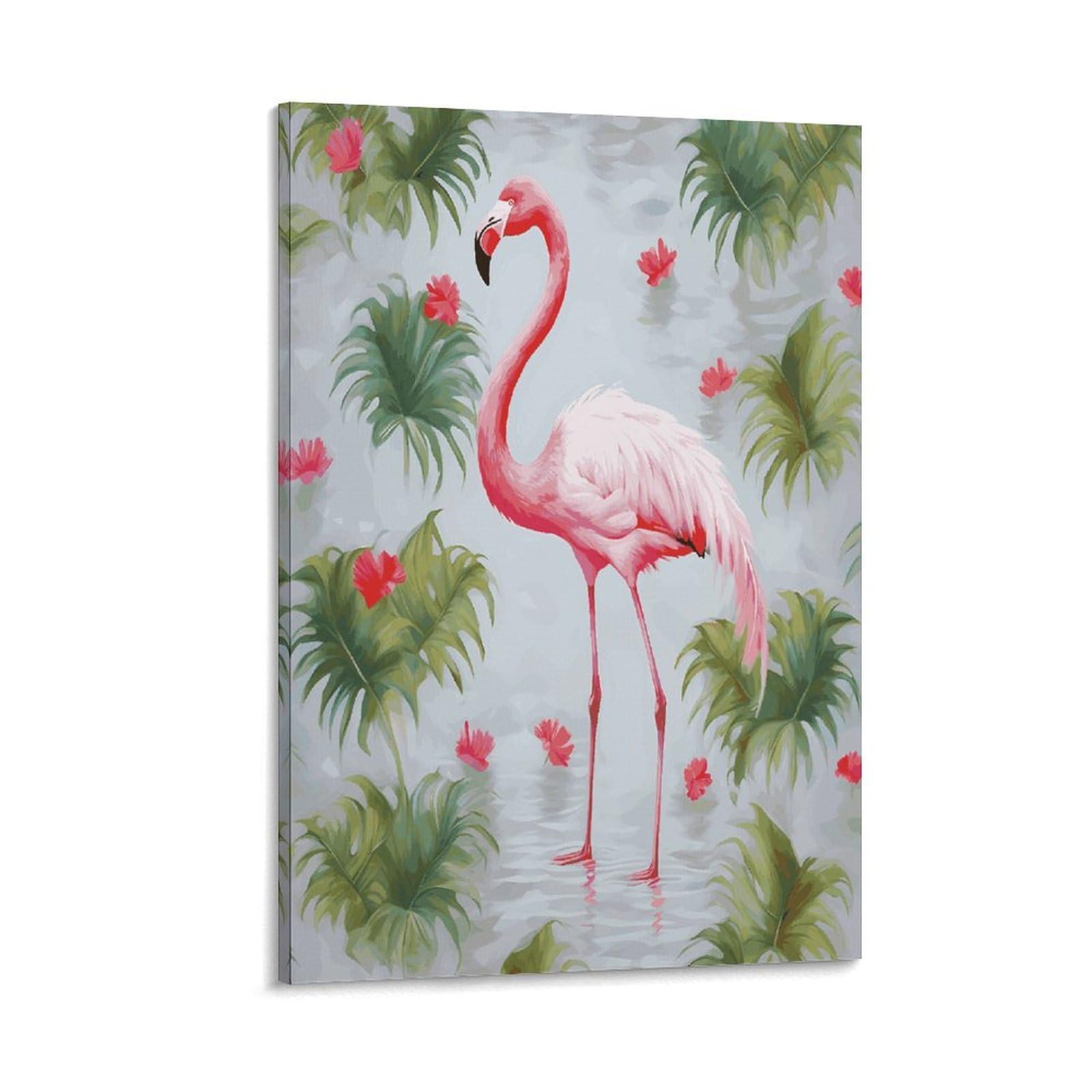 LDGSUPH White Flamingo Canvas Wall Art Prints Hangable Decor Painting for Wall Prints Painting Artwork Modern Decorative Artwork Ready to Hang Wall Pictures for Home Decor 20x30inch(50x75cm)