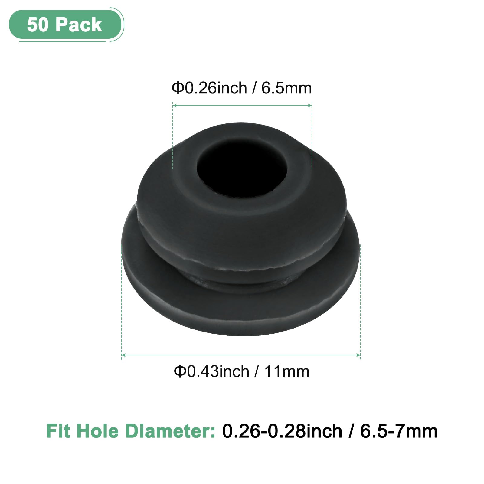 M METERXITY 50-Pack Silicone Hole Plugs, Snap in Locking Hole Plugs for 6.5-7mm Hole - Image 3