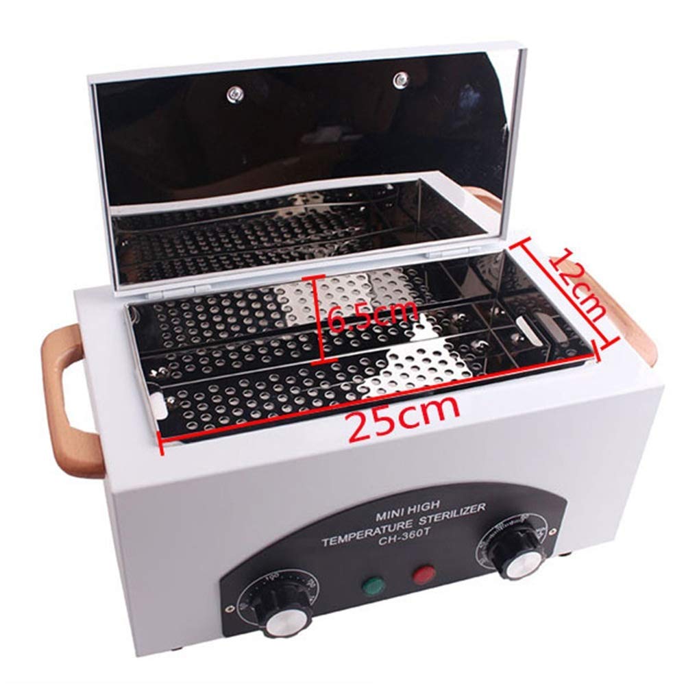 300W Alto Temperatura Uñas Esterilizador con Minutero Desinfección Caja Manicura Pedicure SPA Salón Equipo para Belleza Pelo Tatuaje Metal Herramientas