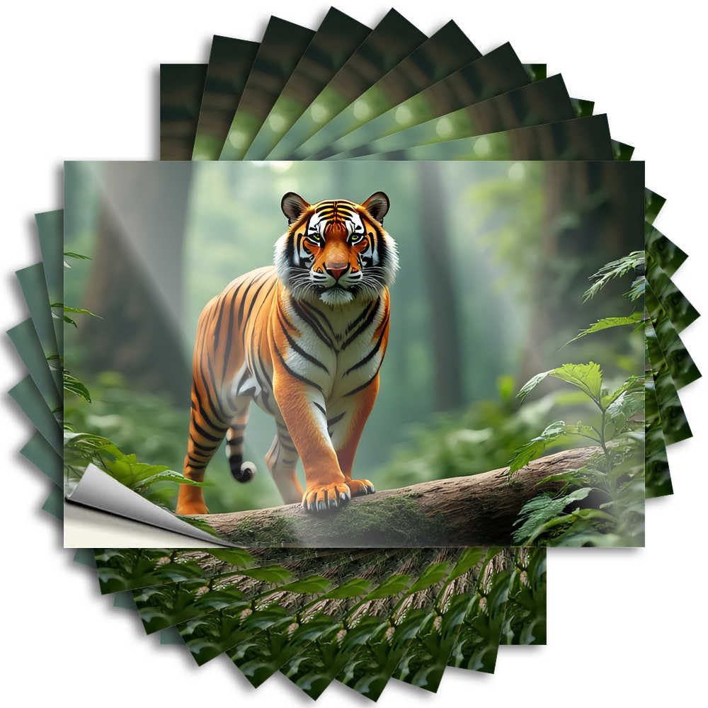 Summer Decal - Smiley Face Sand Laptop Tiger Stands Majestically in The Forest(8X12CM)