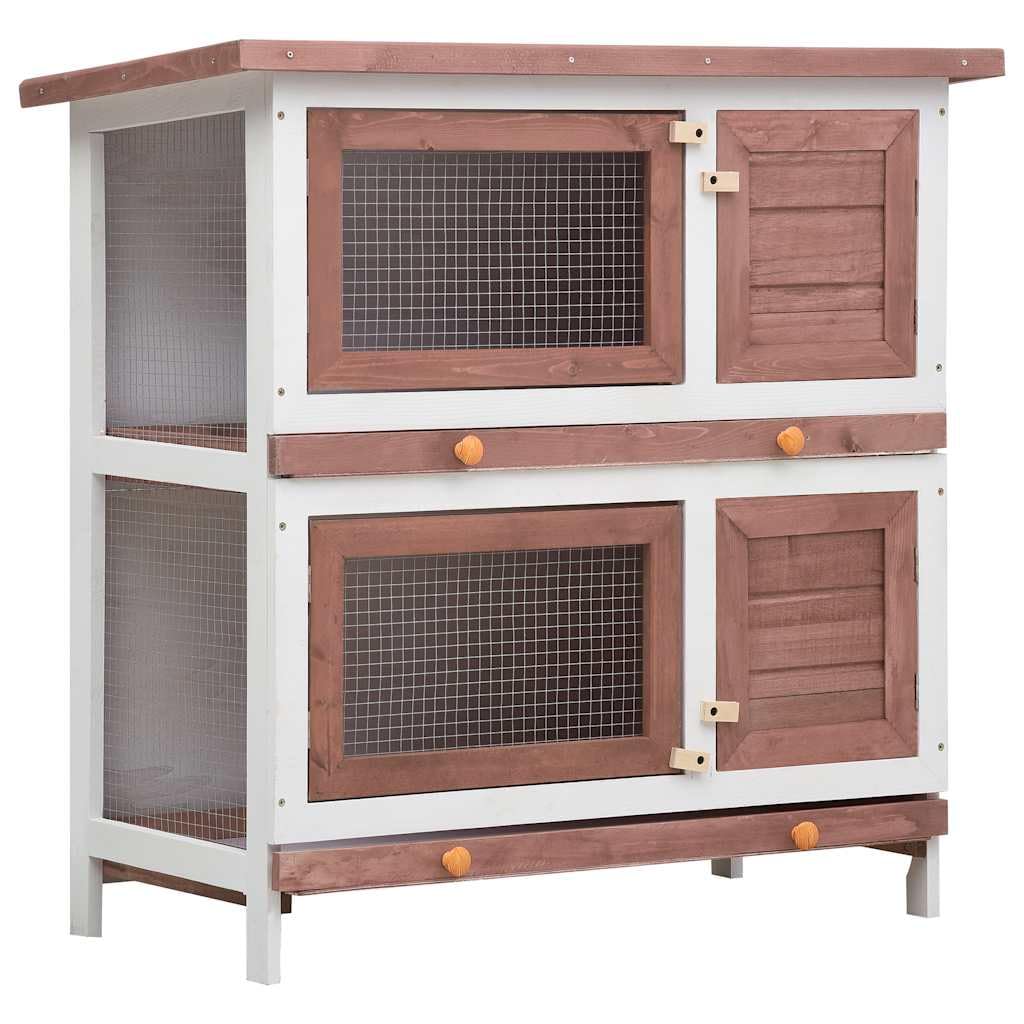vidaXL - Conejera de Exterior (4 Puertas) Color marrón