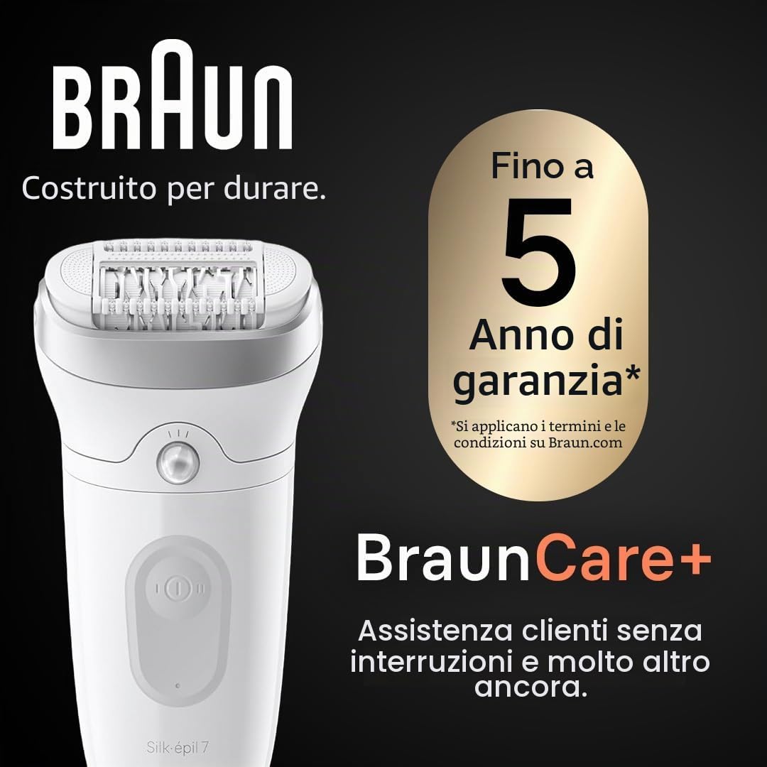 Braun Silk-épil 7 SE7-041 - Epilatore a testa larga, con testina e pettine per rasoio, colore: argento