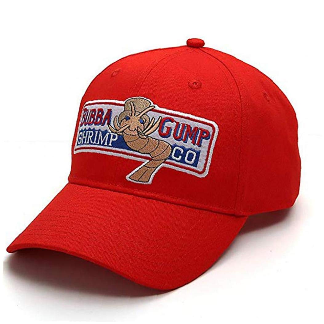 1pc Baseball Cap Adjustable Bubba Gump Baseball Cap Shrimp Embroidered Snapback Hats Running Costume Baseball Hat (red)