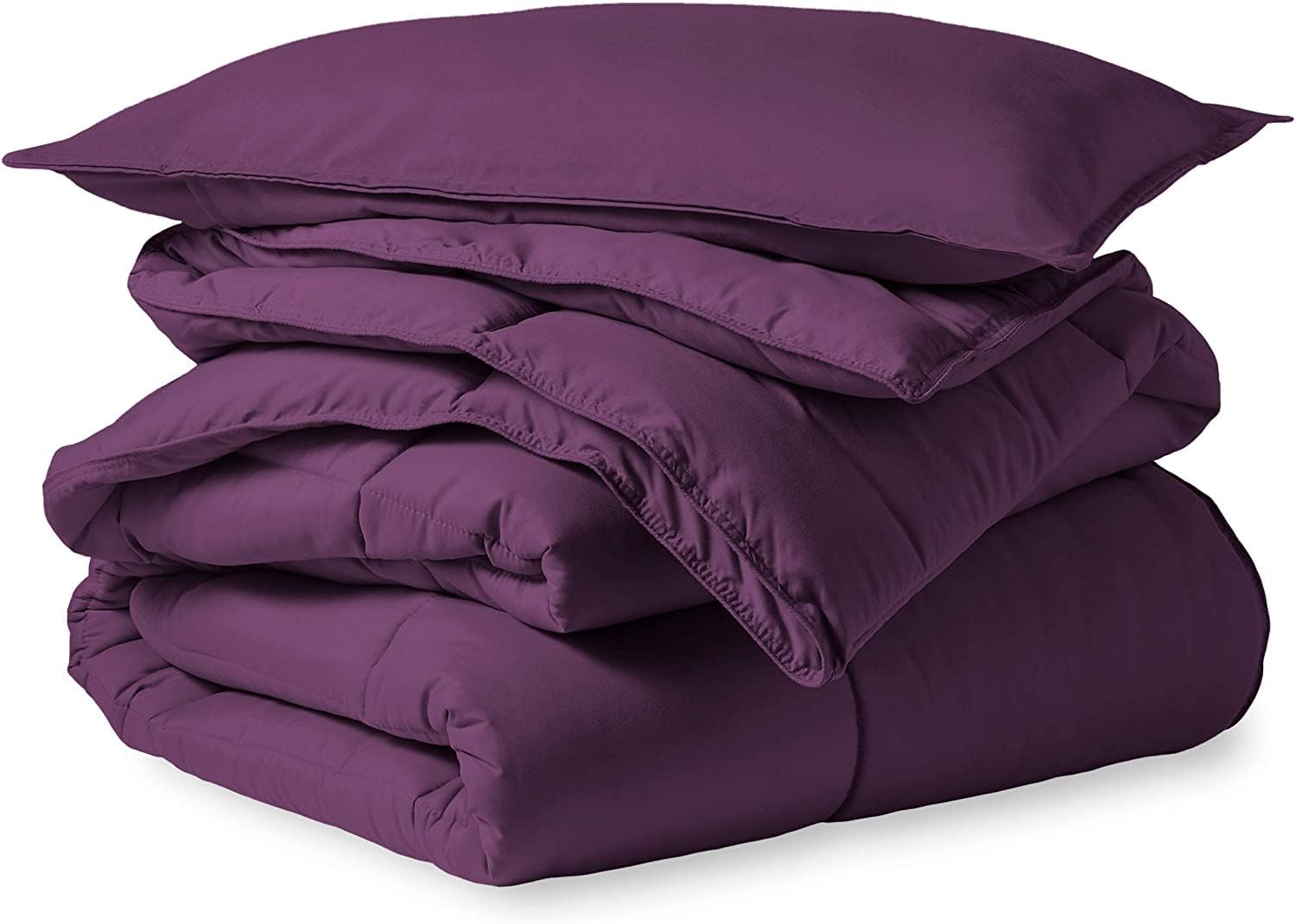 Goose Down Plum Comforter Set 3 PC - Eastern King (116'' x 108'') Size - Ultra-Soft with Zipper & Corner Ties 100% Egyptian Cotton 500 GSM Comforter Set(1 Comforter with 2 Pillowcases)