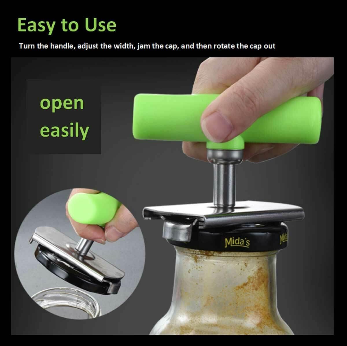 Homava Jar Opener Stainless Steel Adjustable Tool for 1-4 inches Bottle Can Lids, Easy Jar Opener with Non-Slip Rubber Pad Fit Seniors, Arthritis, Women, Children, Weak Hands | Pack 1 | Multicolor