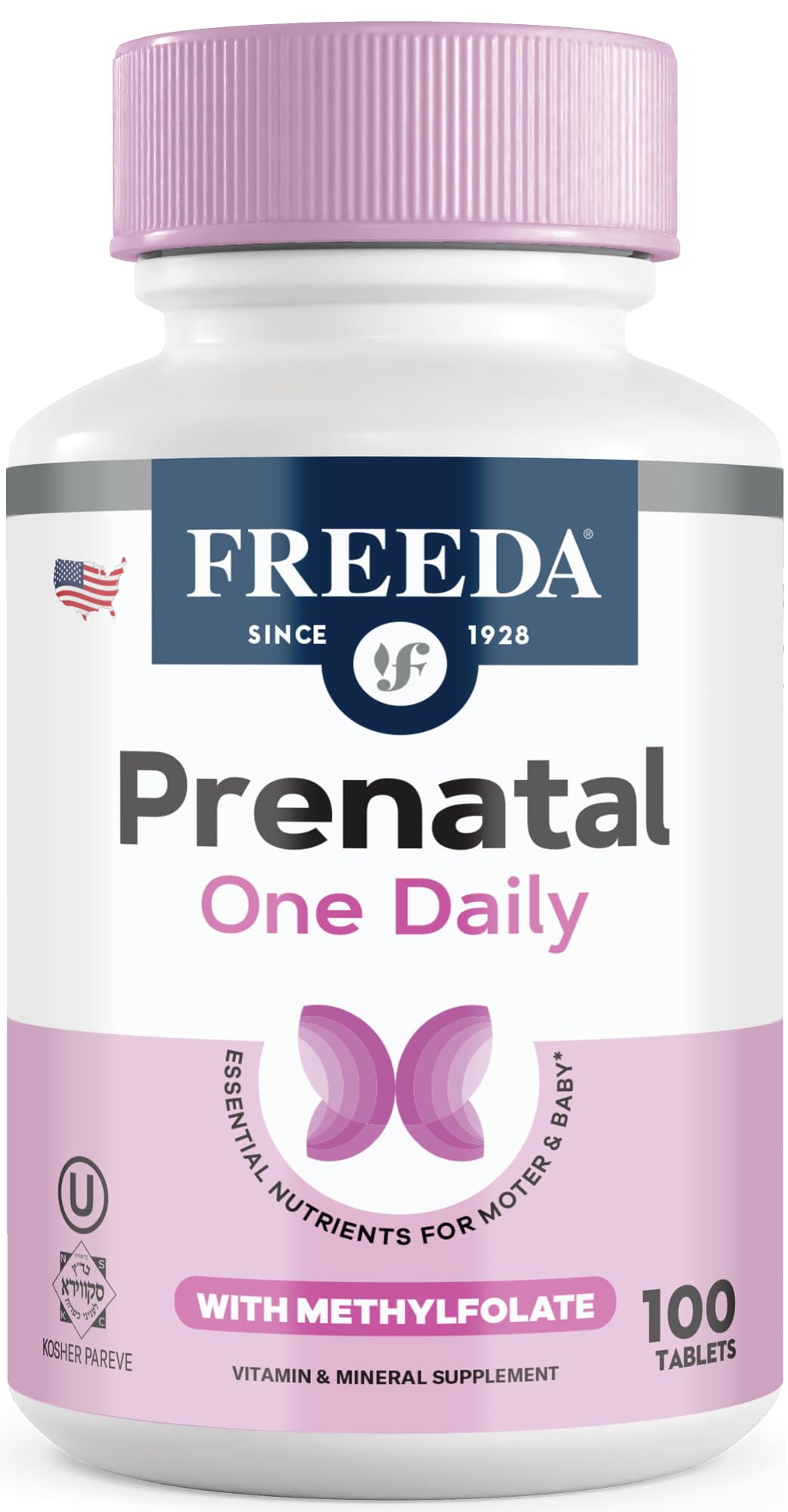 FREEDA Prenatal Vitamins for Pregnant Women – 100 Tablets