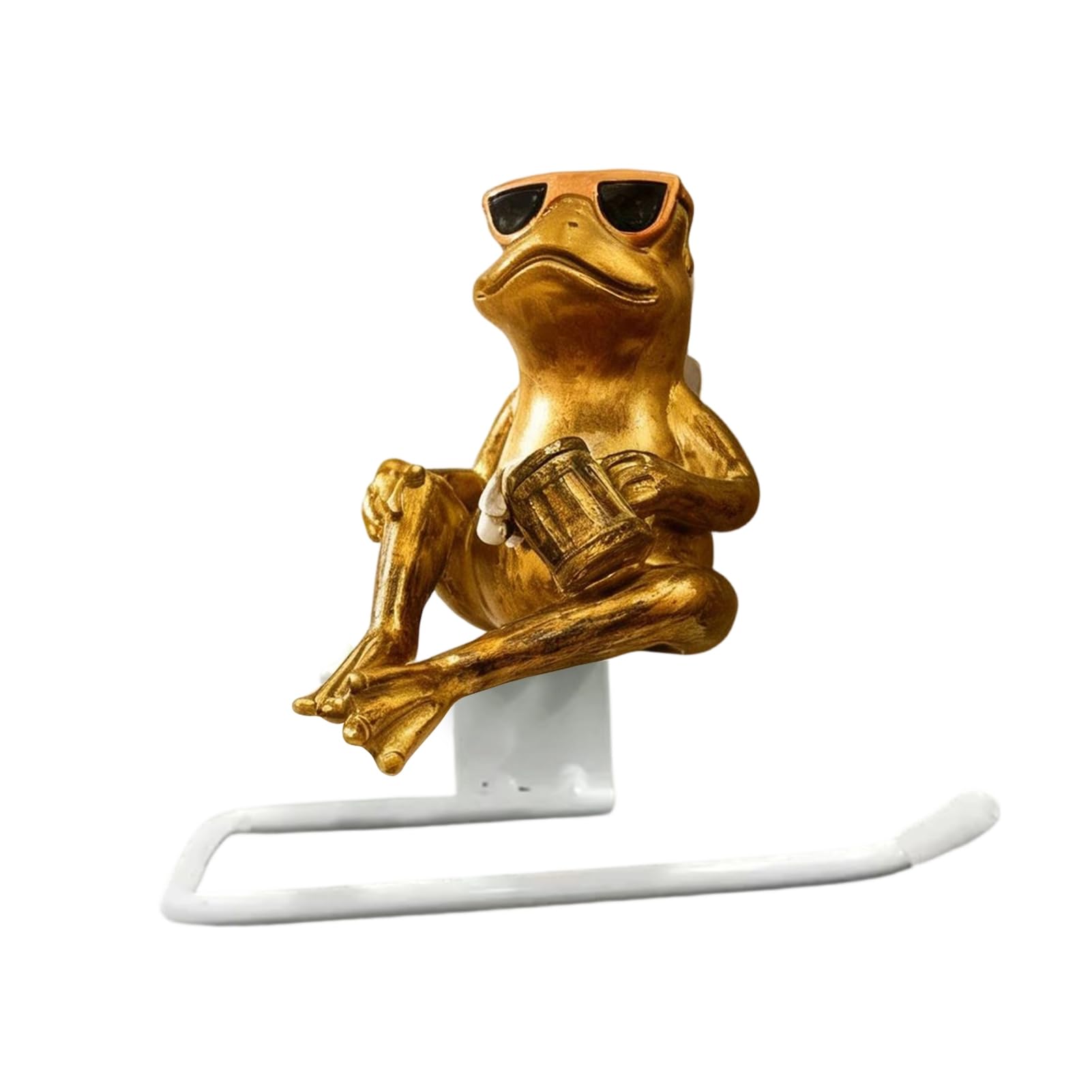 pidodou Wall Mounted Funny Resin Toilet Paper Holder, Novelty Roll Tissue Dispenser, Decorative Towel Holder for Bathroom Golden Onesize