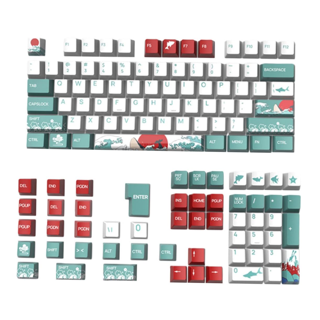Set di Keycap Corallo Mare 129 Pezzi Pbt Profilo Xda