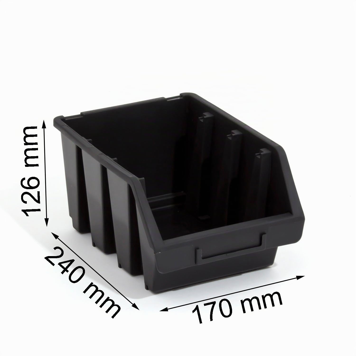 Lot de 10 boites de rangement bacs a bec en noir ERGO-Box taille 3