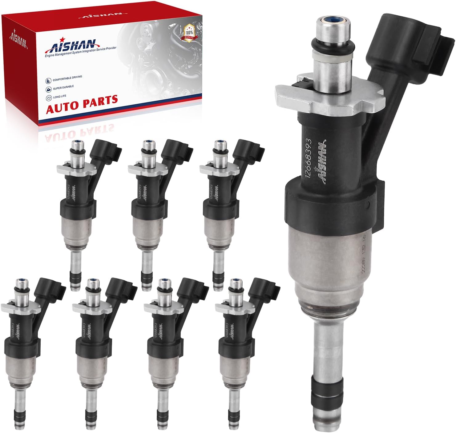 8PCS Fuel Injectors 6 Holes Compatible with GMC Sierra 1500 Yukon XL, for Chevy Silverado 1500 Camaro Corvette, for Cadillac Escalade V8 6.2L 2014-2018 Replace 12668393