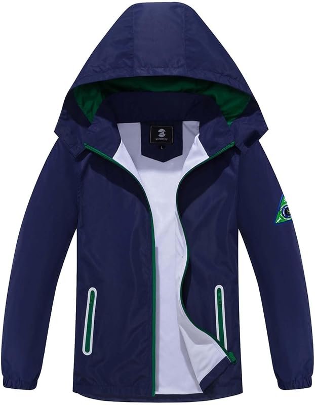 SaphiRose campera impermeable para niños con forro de malla y capucha extraíble