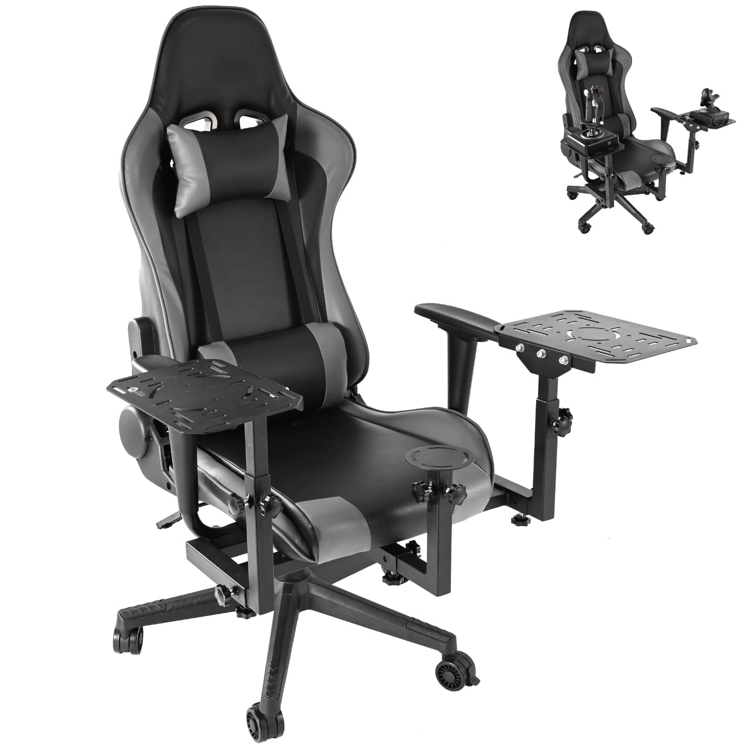 Dardoo Flight Simulator Chair Joystick/Hotas Chair Mount Multifunctional Racing Game Chair fit for Thrustmaster A10C Hotas Warthog Logitech X56 X52 More Stable Flight Sim Stand with Seat Detachable