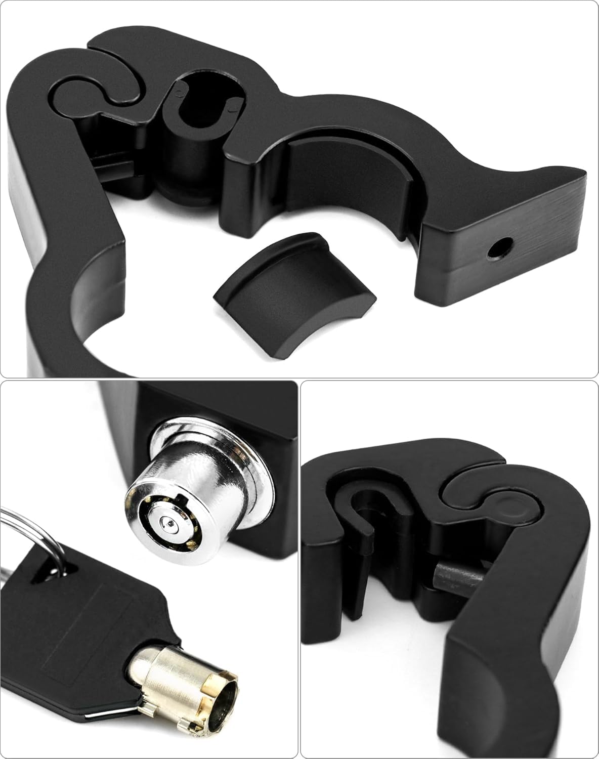 Candado Moto Cerradura antirrobo Universal para Manillar de Motocicleta: operación con un Solo Toque y Almohadillas de Goma Ajustables Candado Moto Disco