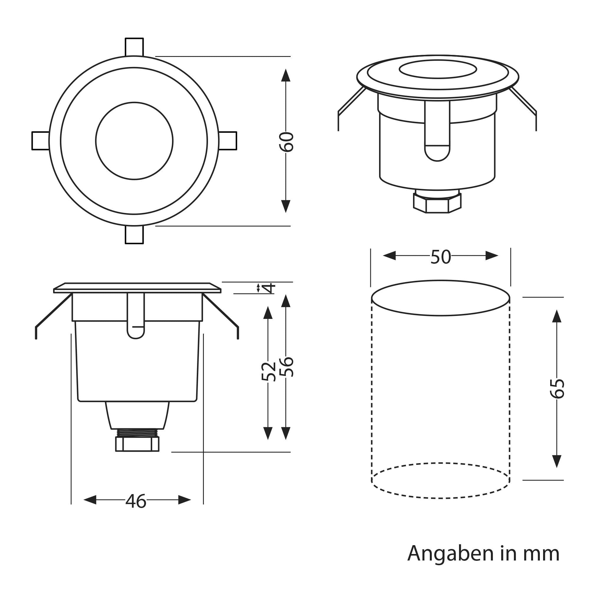 ledscom.de 8x LED Bodeneinbauleuchte AGENA für außen, IP65, edelstahl, rund, 60mm Ø, warmweiß