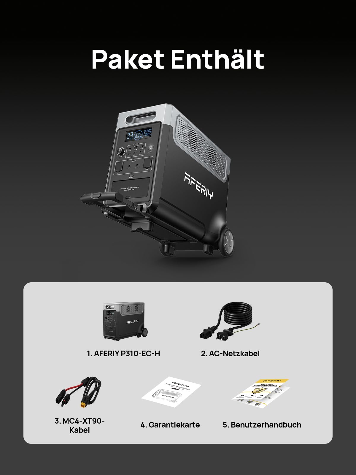 AFERIY 3600W Tragbare Powerstation 3840Wh, Erweiterbar Auf 10520Wh LiFePO4 Solargenerator, 13 Ausgänge, mit APP, <10ms USV, Reine Sinuswelle 230V, für Off-Grid/Stromausfälle/Garten/Camping/Wohnmobil