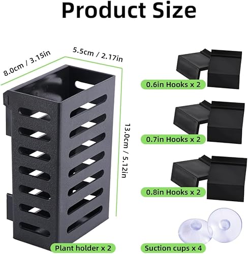 Miniatura 3 de Soporte colgante mejorado para plantas de acuario, 2 soportes de plástico para plantas acuáticas con ganchos y ventosas para decoración de plantas