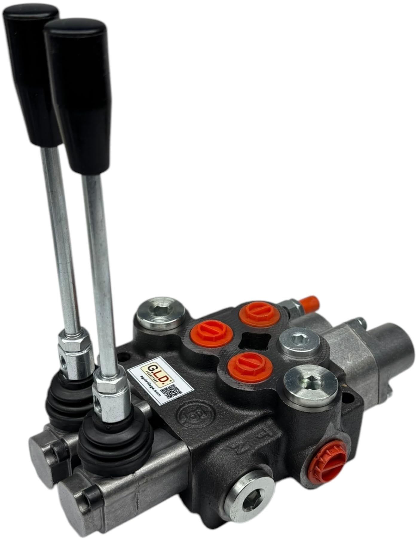 Distributore oleodinamico per trattore 2 leve -1 doppio effetto + 1 semplice effetto con blocco in tiro 3/8" 45 Litri 300 bar