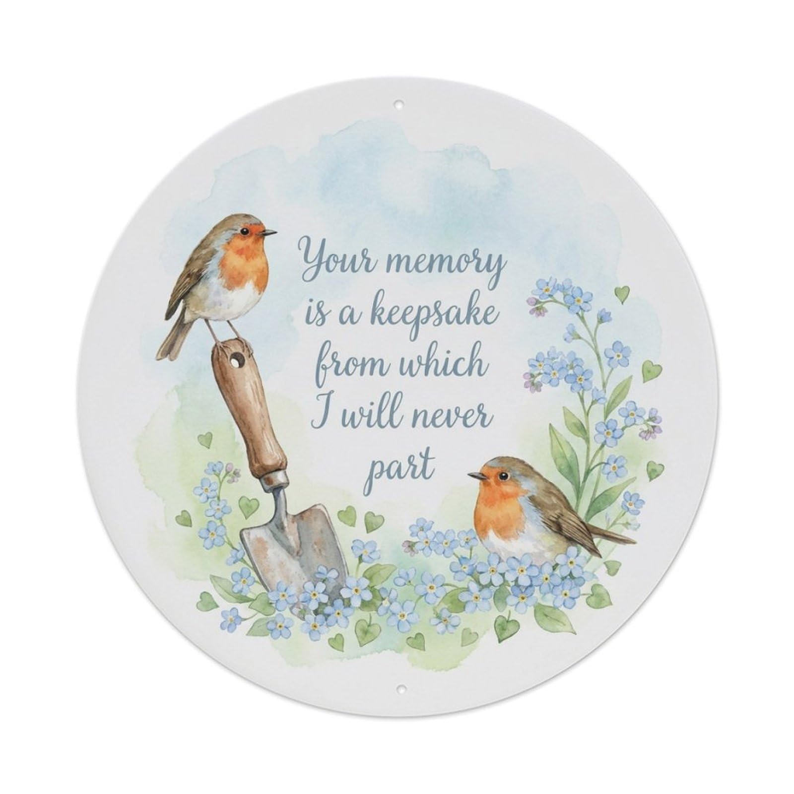 European Robin Memory Keepsake Floral Quote Metal Tin Sign
