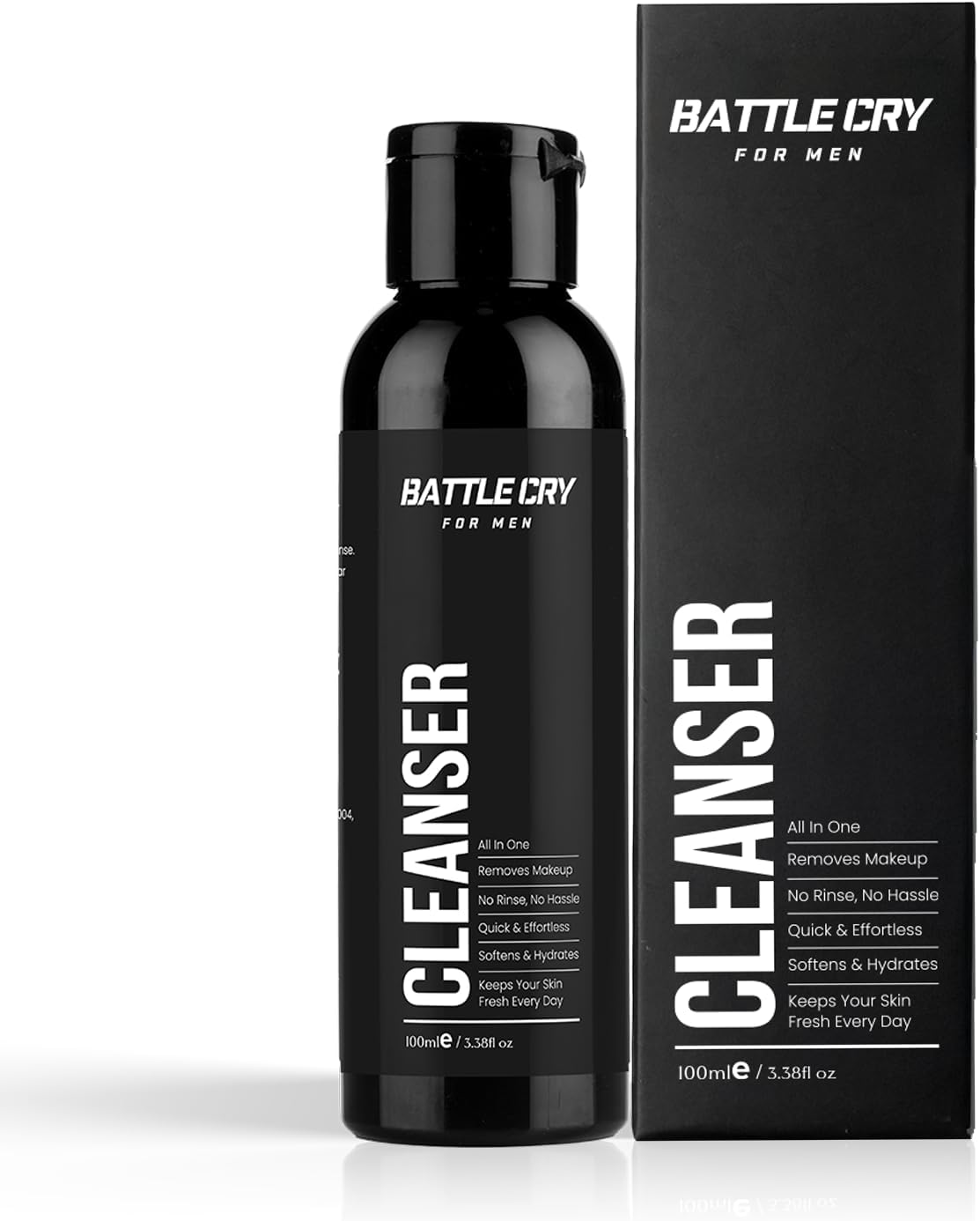 Battle Cry Makeup Remover For Men, Cleanser For Oil Control & Glowing Skin, Cruelty Free Cleanser For Face Makeup, Suitable For All Skin Types, (100ml)
