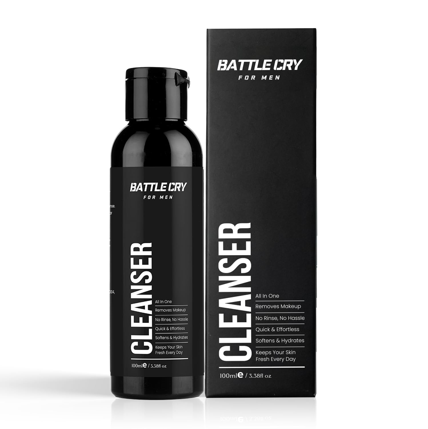 Battle Cry Makeup Remover For Men, Cleanser For Oil Control & Glowing Skin, Cruelty Free Cleanser For Face Makeup, Suitable For All Skin Types, (100ml)