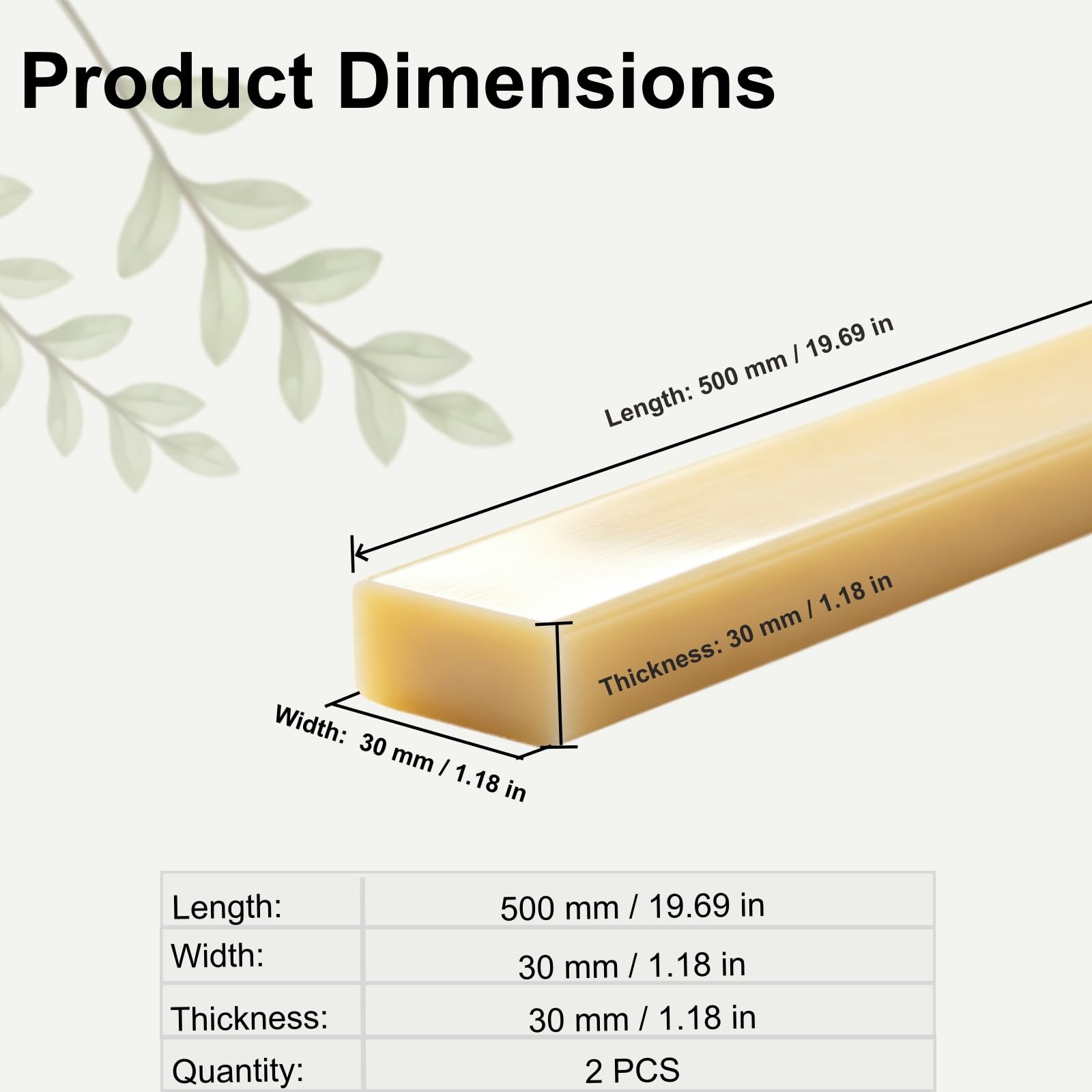 Flachstangen aus ABS-Kunststoff, ABS-Kunststoff-Flachstange, Beige, 500 mm x 30, mehrere Stärken, 2er-Pack for DIY-CNC-Robotik