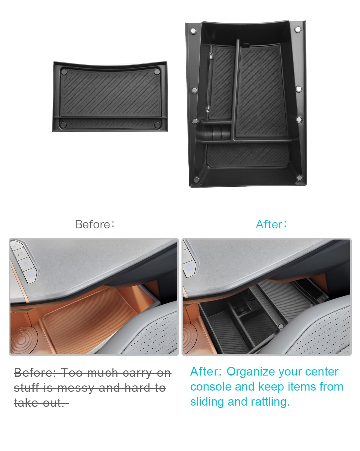 CDEFG Kompatibel mit Kia EV3 2025 2026 Mittelkonsole Aufbewahrungsbox Doppeletage Auto Center Console Organizer Tray EV3 GT Line Zubehör