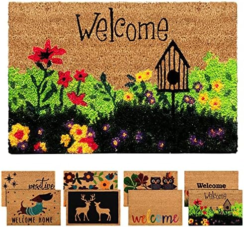 ZENQA Coir Door Mats Outdoor Indoor | Front Door Heavy Duty Doormat Thick Non Slip High Absorbency | Large 100% Natural Coir Dirt Trapper | Entrance Matting (Positive Vibes Only)