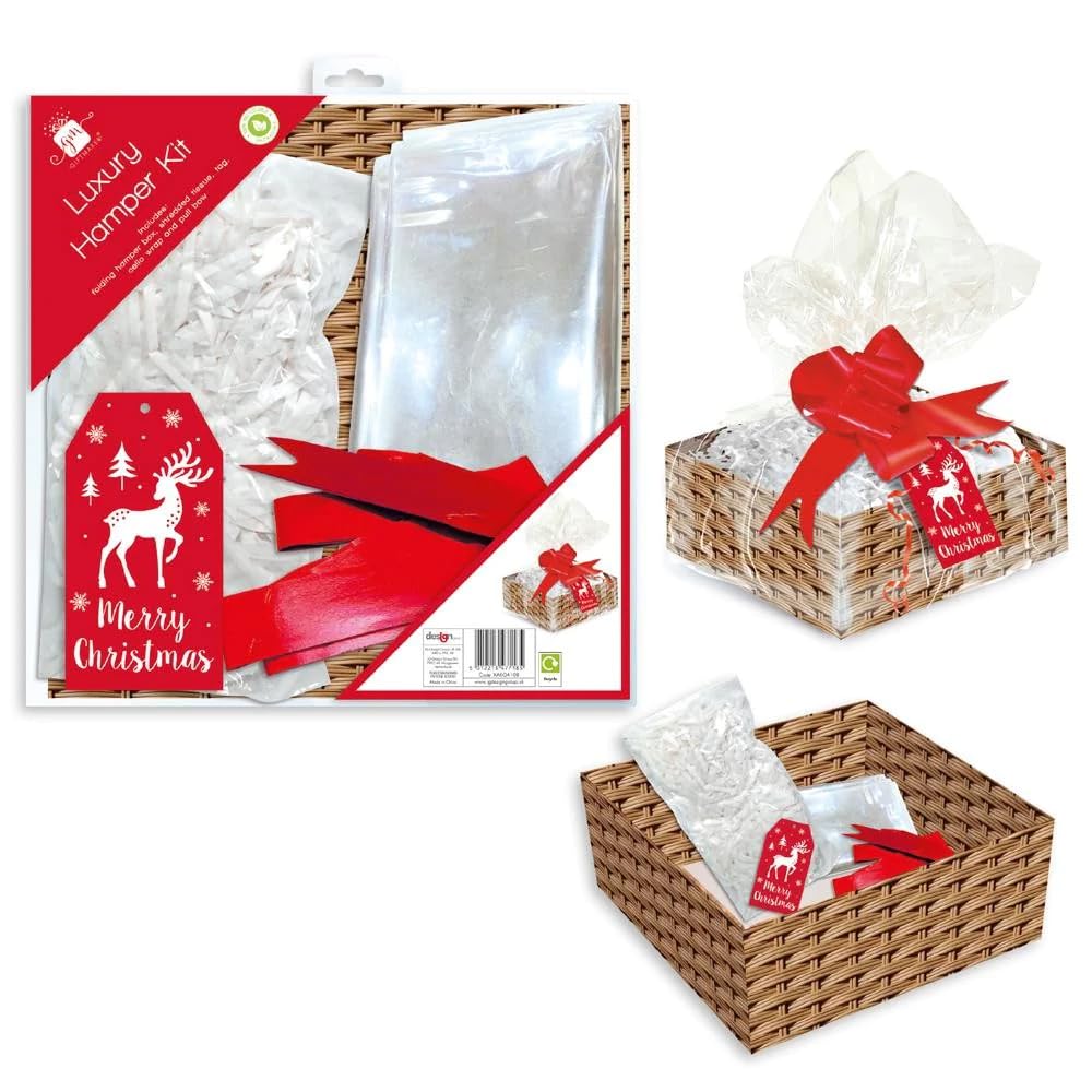 Geschenkkorb-Set, 20 X 30 Cm – Mit Korb, Zellophantüten, Schleifen & Seidenpapier, Rosa, Für Verpackungen