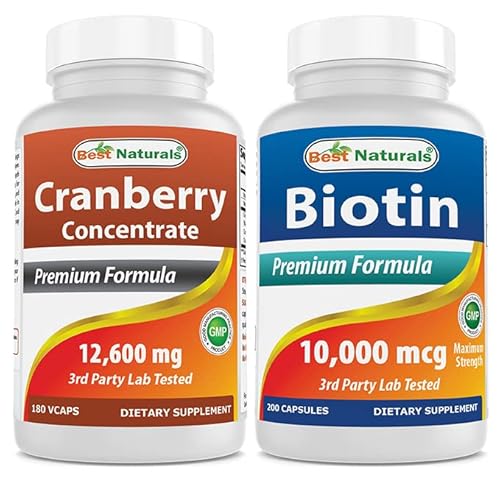 Best Naturals Cranberry 12600 mg & Biotin 10,000 Mcg
