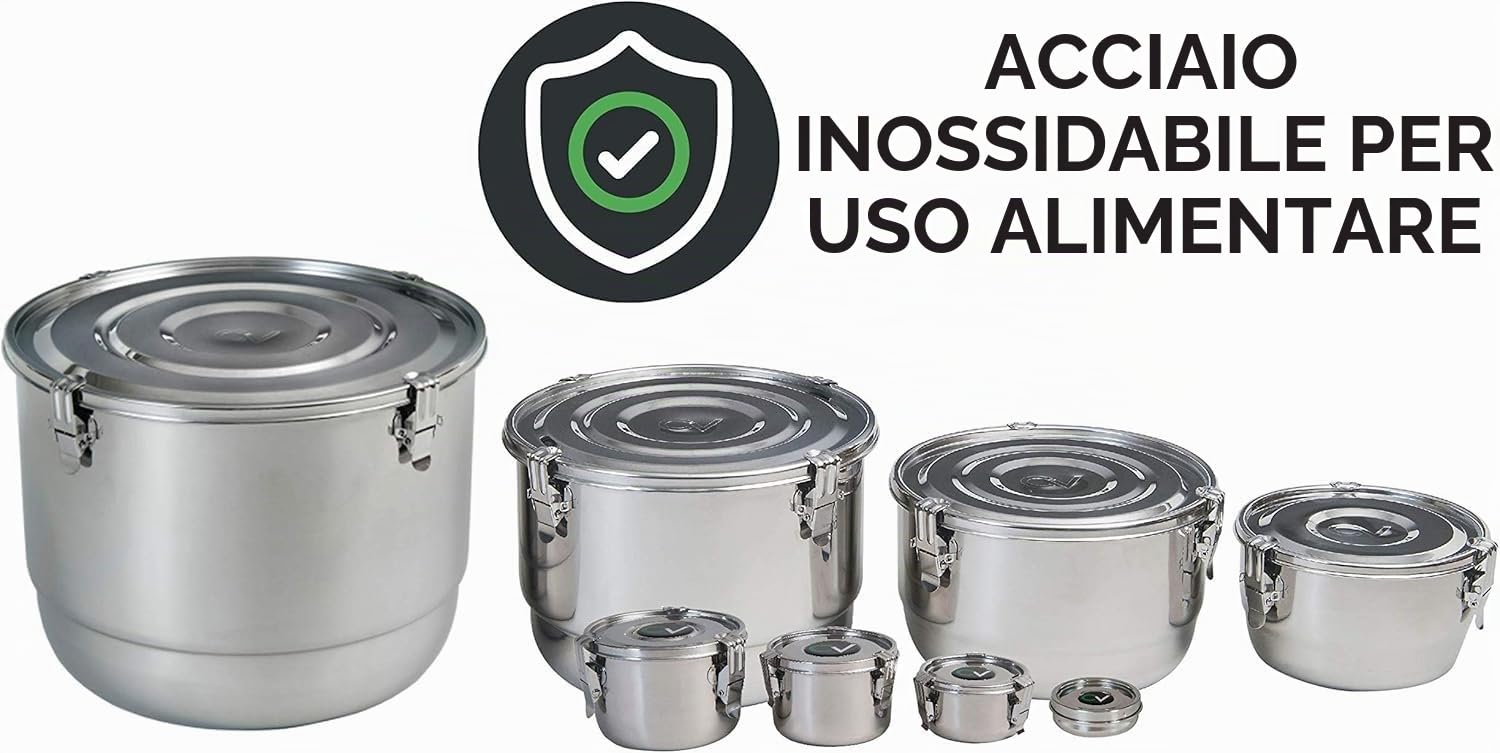 CVAULT Boveda | Contenitore da 4 litri | A prova di odore, ermetico e resistente alla luce | Acciaio inossidabile per uso alimentare | Include il 62% di umidità relativa Boveda