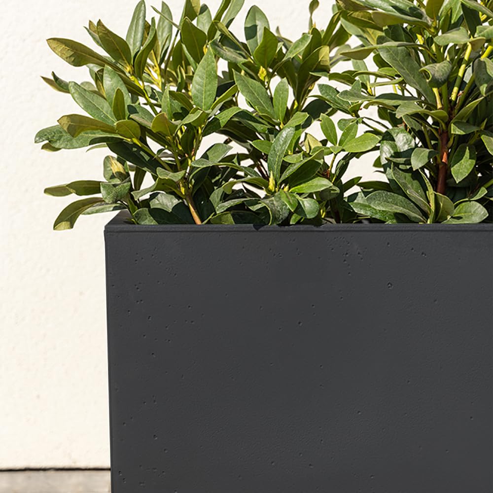 Ondis24 Vaso per fiori, vaso da fiori Caro in aspetto cemento, vaso da fiori XXL su ruote in plastica 100% riciclata grande per esterni (Antracite, 80 cm)