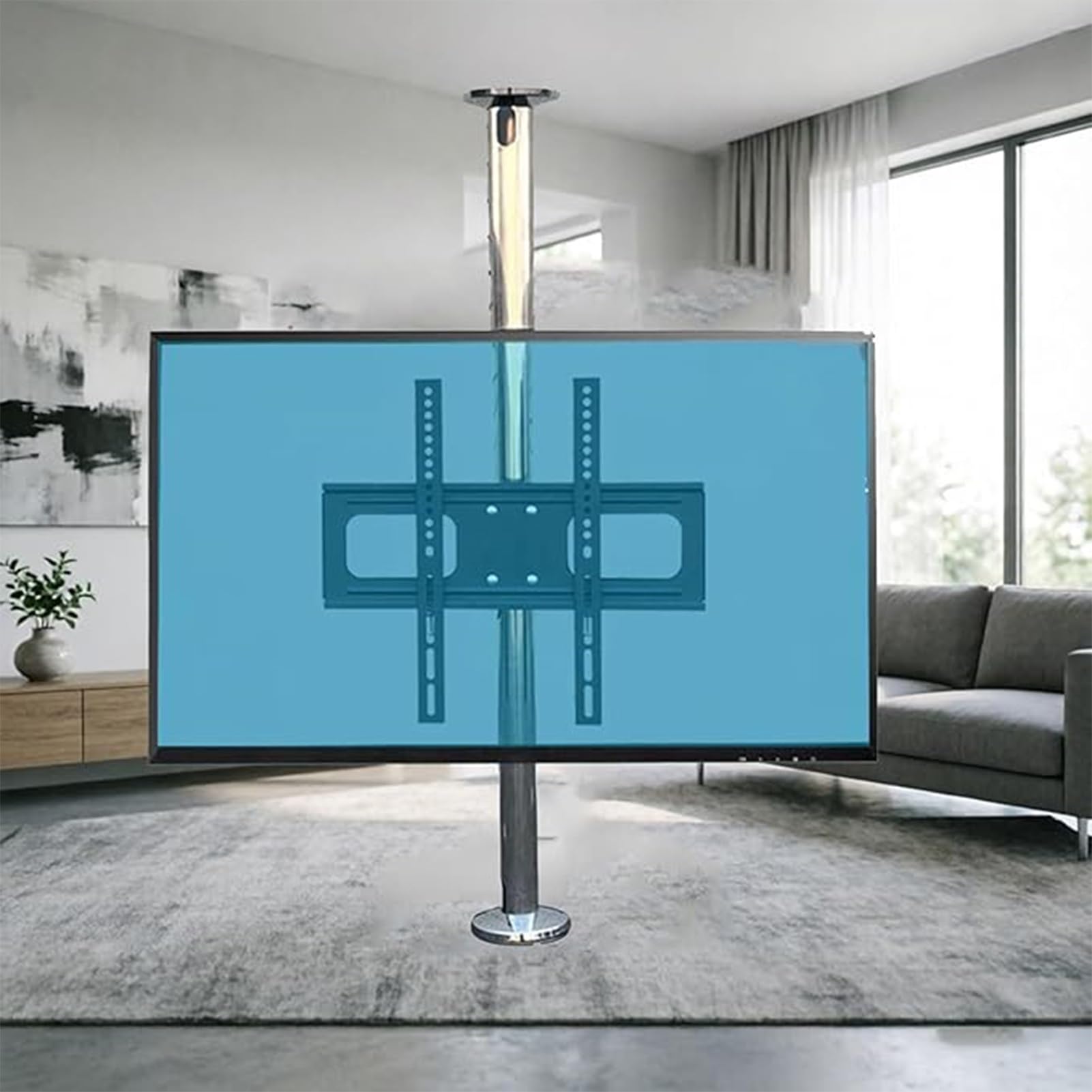 QICBYING LCD TV 360 Degree Rotating Frame Floor Stand - Partition Rotating TV Frame, Full Motion 360 Deg Rotation Tilt Swivel TVs Mount, Fits 32-55inch LED Screen Display(66-82CM)