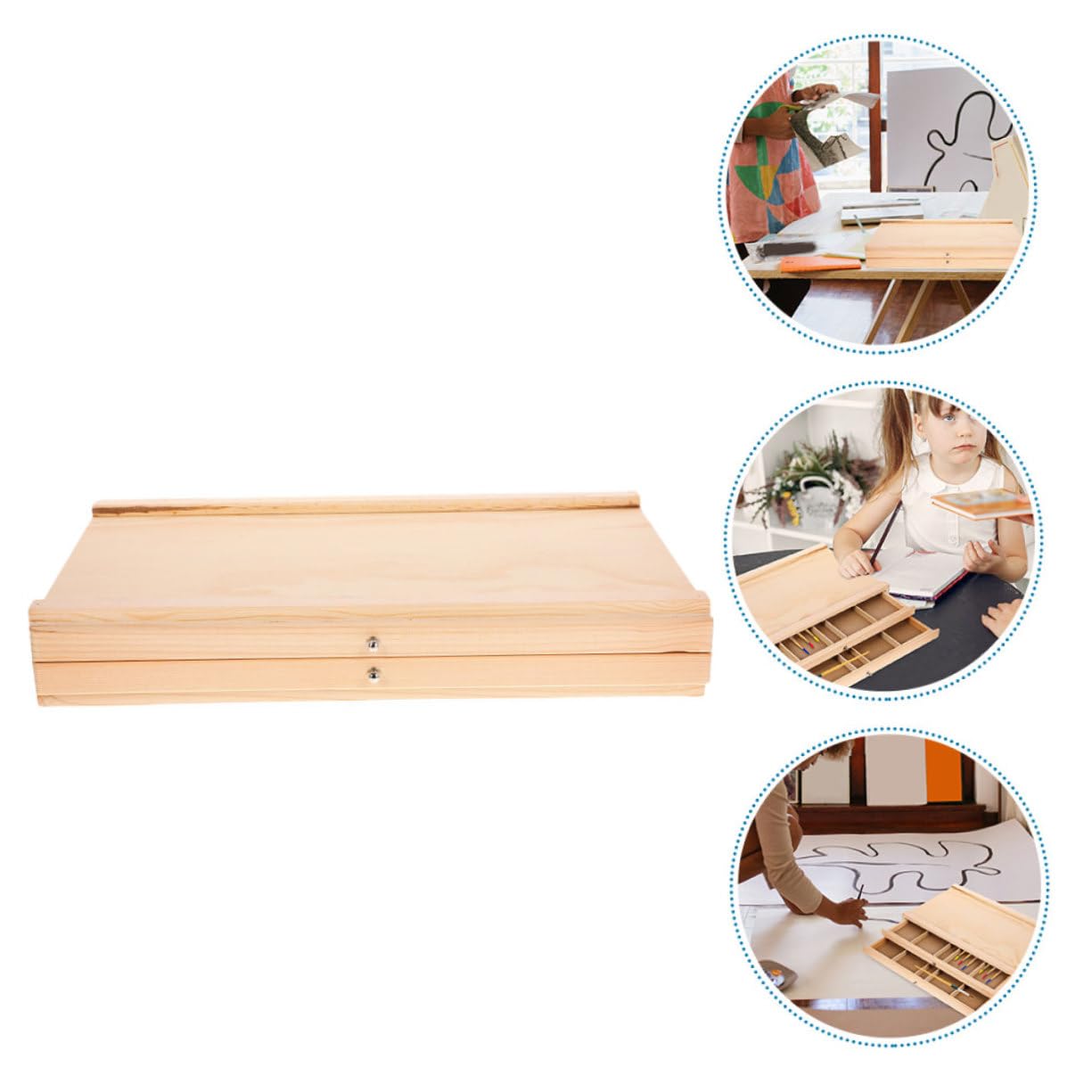 Tofficu Boîte de Rangement pour Matériel Art Pratiques Bois Organisateur pour Artistes et Étudiants