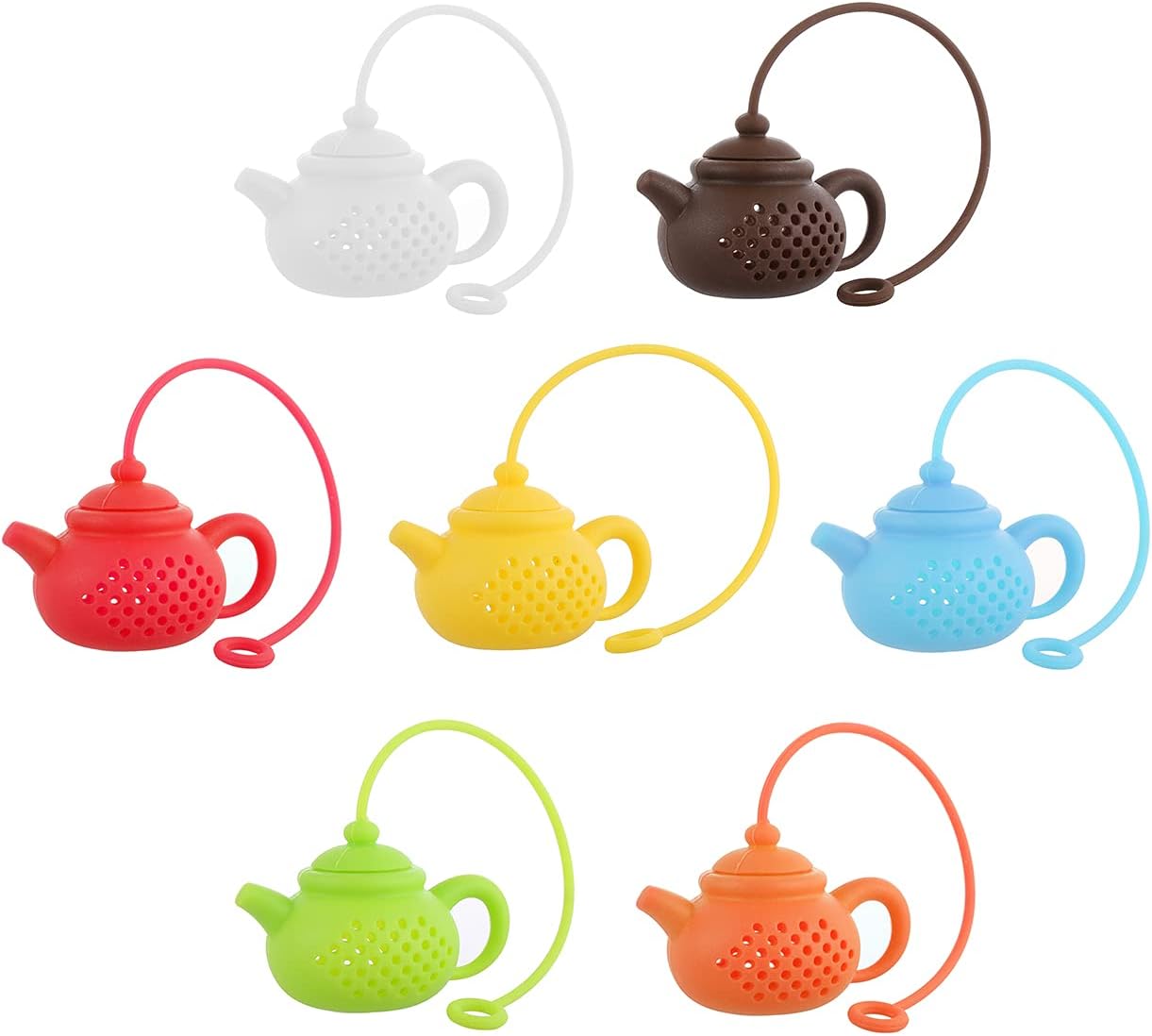 Hovico 7 Pack Creative Silicone Tea Infuser Teapot Shape Tea Filter